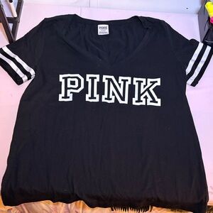 PINK Victoria's Secret Black V-Neck Tee